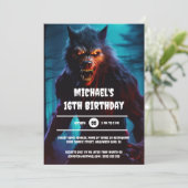 Weerwolf man nacht bos Halloween verjaardag volwas Kaart (Staand voorkant)