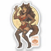 Weerwolf Meisje Cartoon Sticker (Voorkant)