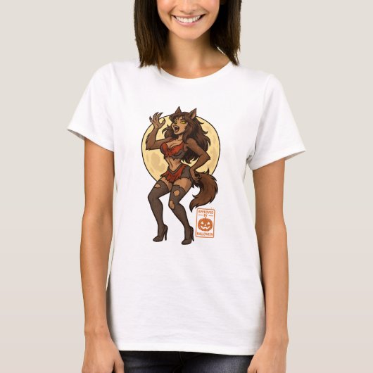 Weerwolf Meisje Cartoon T-shirt (Voorkant)