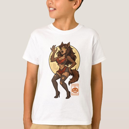Weerwolf Meisje Cartoon T-shirt (Voorkant)