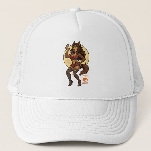 Weerwolf Meisje Cartoon Trucker Pet (Voorkant)