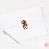 Weerwolf Meisje Cartoon Vierkante Sticker (Envelop)