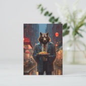 weerwolf met een groot gerecht van rundvlees chow  briefkaart (Staand voorkant)