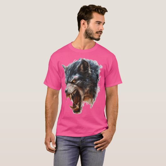 Weerwolf Mythische Motief Fantasy Illustratie T-shirt (Voorkant volledig)