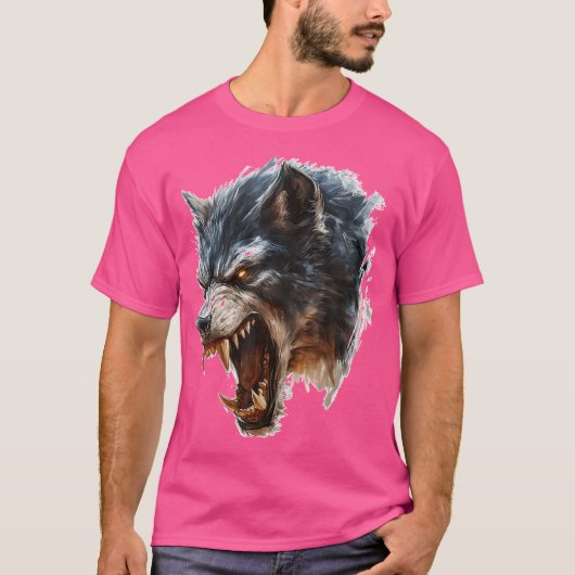 Weerwolf Mythische Motief Fantasy Illustratie T-shirt (Voorkant)