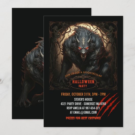 Weerwolf Ogen op Vuur Gotische Halloween Kaart (Voorkant / Achterkant)