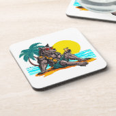 weerwolf op vakantie bier onderzetter (Linkerzijde)