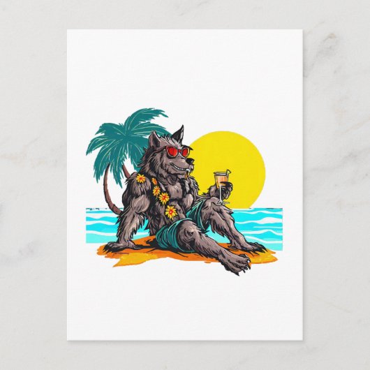weerwolf op vakantie briefkaart (Voorkant)