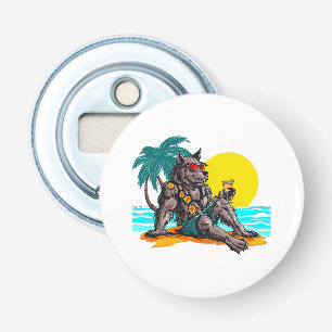 weerwolf op vakantie button flesopener