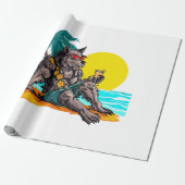 weerwolf op vakantie cadeaupapier (Uitgerold)