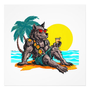 weerwolf op vakantie foto afdruk