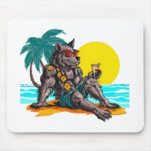 weerwolf op vakantie muismat (Voorkant)