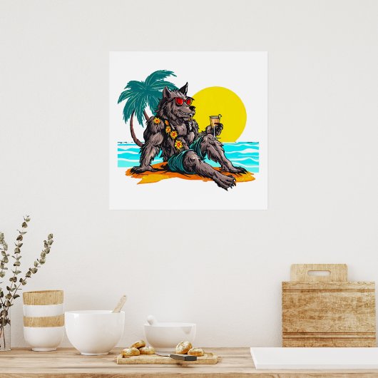 weerwolf op vakantie poster (Keuken)