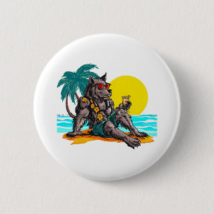 weerwolf op vakantie ronde button 5,7 cm