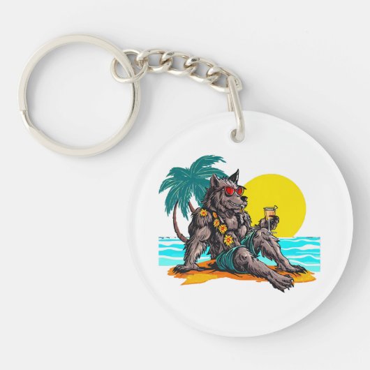 weerwolf op vakantie sleutelhanger (Voorkant)