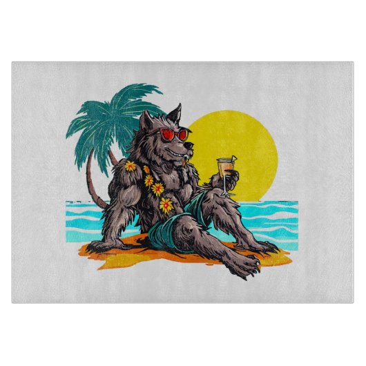 weerwolf op vakantie snijplank (Voorkant)