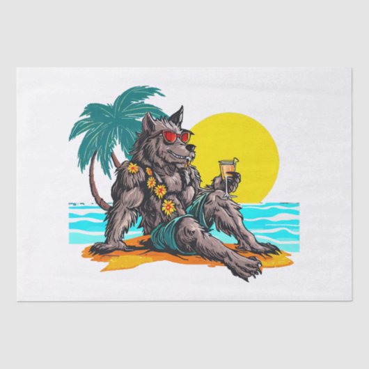 weerwolf op vakantie tissuepapier (Voorkant)