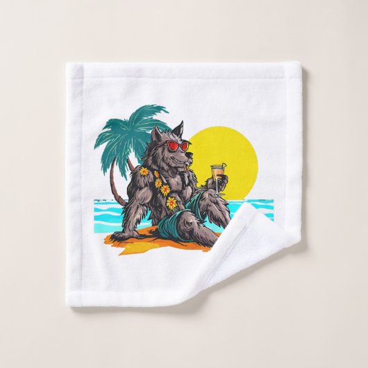 weerwolf op vakantie washandje (Wasdoekje)