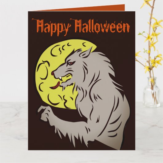 Weerwolf op volle maan kaart (Gele Bloem)