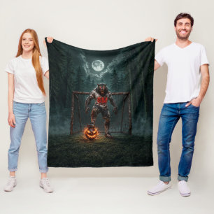 Weerwolf Voetbalspeler Halloween Horror Kunst Fleece Deken