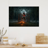 Weerwolf Voetbalspeler Halloween Horror Kunst Poster (Keuken)