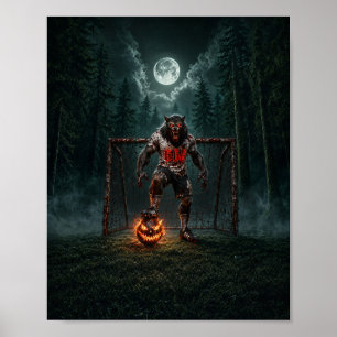Weerwolf Voetbalspeler Halloween Horror Kunst Poster