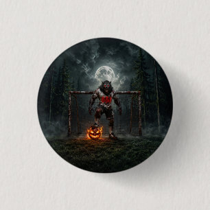 Weerwolf-voetbalspeler Halloween-horrorart Ronde Button 3,2 Cm