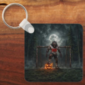 Weerwolf-voetbalspeler Halloween-horrorart Sleutelhanger (Voorkant)