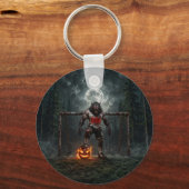 Weerwolf-voetbalspeler Halloween-horrorart Sleutelhanger (Voorkant)