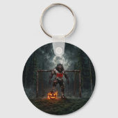 Weerwolf-voetbalspeler Halloween-horrorart Sleutelhanger (Achterkant)