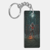 Weerwolf-voetbalspeler Halloween-horrorart Sleutelhanger (Voorkant Links)