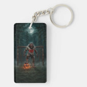 Weerwolf-voetbalspeler Halloween-horrorart Sleutelhanger (achterkant)