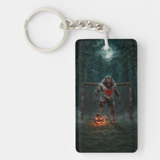 Weerwolf-voetbalspeler Halloween-horrorart Sleutelhanger