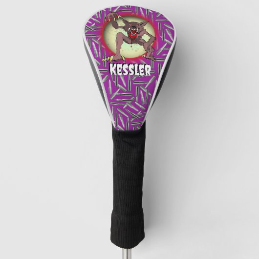 Weerwolf Volle Maan Paarse Halloween Personalisere Golfheadcover (Voorkant)