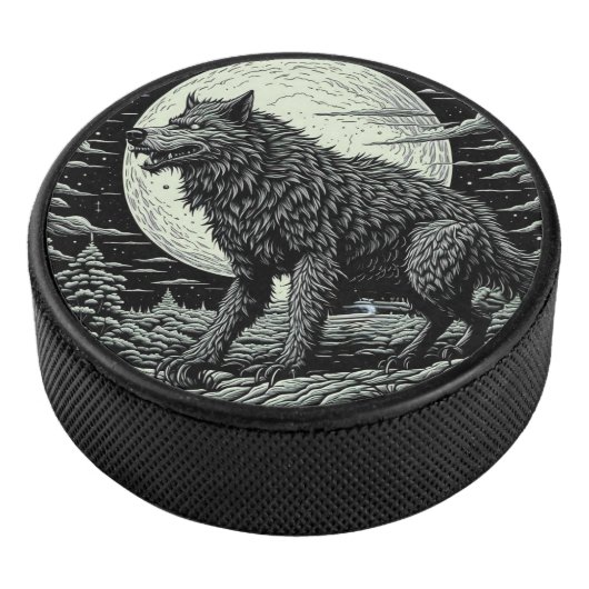  weerwolf voor de volle maan hockey puck (3/4)