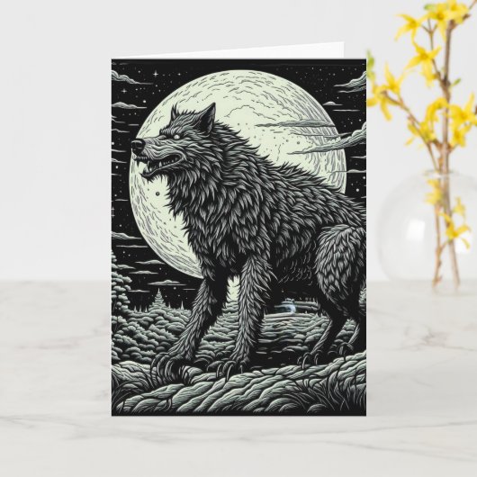 weerwolf voor de volle maan kaart (Gele Bloem)