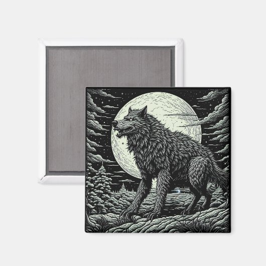  weerwolf voor de volle maan magneet (Voorkant / Achterkant)