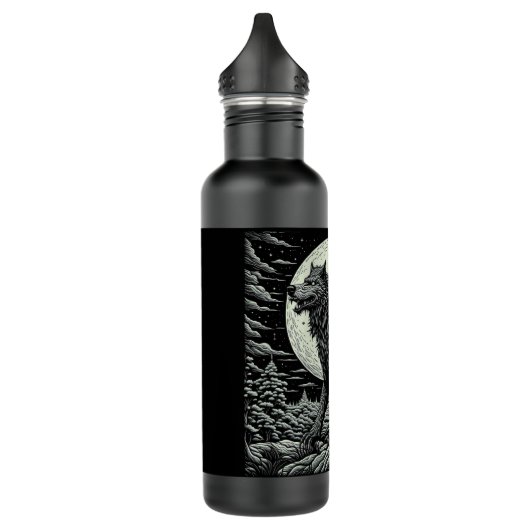  weerwolf voor de volle maan waterfles  (Links)