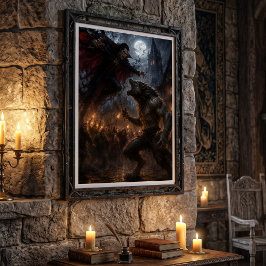 Weerwolf vs Vampier Middeleeuwse Donkere Fantasy S Poster