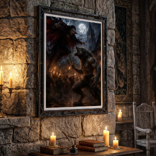 Weerwolf vs Vampier Middeleeuwse Donkere Fantasy S Poster