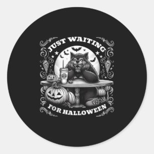 Weerwolf wacht op Halloween Spooky Scary N Ronde Sticker