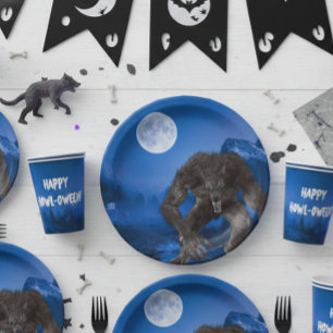 Weerwolf Wolf Halloween Volle Maan Partij Papieren Bordje