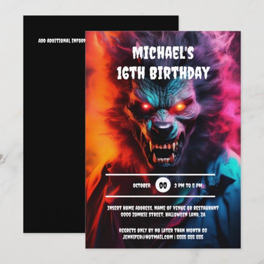 Weerwolf wolf man Halloween kostuum party voor vol Kaart (Voorkant / Achterkant)