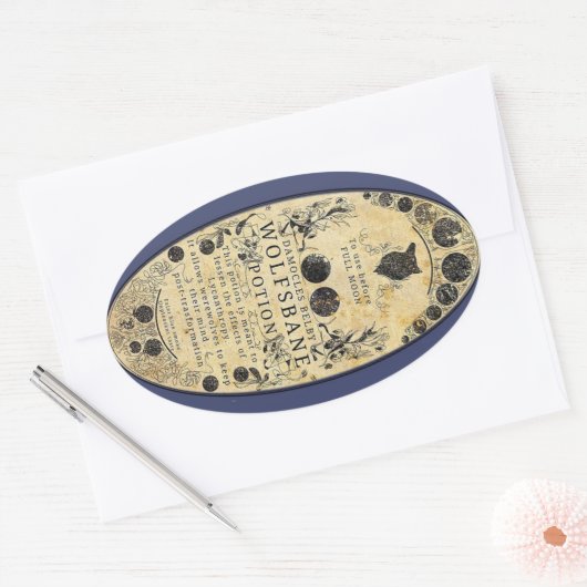 Weerwolfdrank Wolfsbane Ovale Sticker (Envelop)