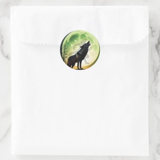 weerwolfgehuil ronde sticker (Tas)