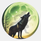 weerwolfgehuil ronde sticker (Voorkant)