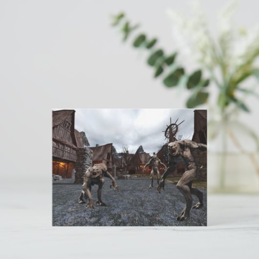 Weerwolfpack in de stad briefkaart (Staand voorkant)