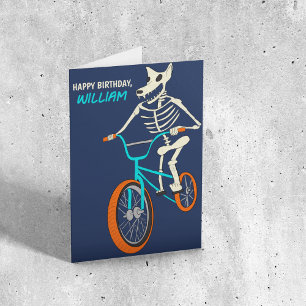Weerwolfskelet op een BMX-fiets Jongens Verjaardag Kaart