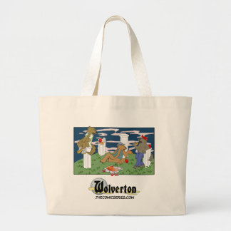 Weerwolven die pizza eten grote tote bag