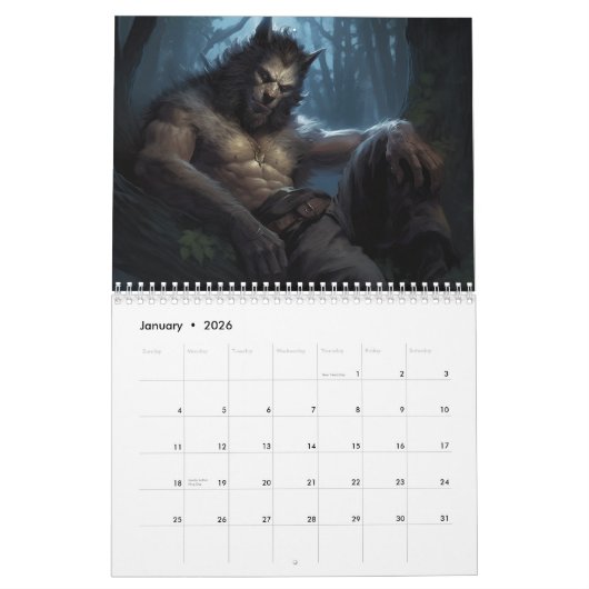 Weerwolven Wolf Lycan Animal Kalender (Jan 2026)